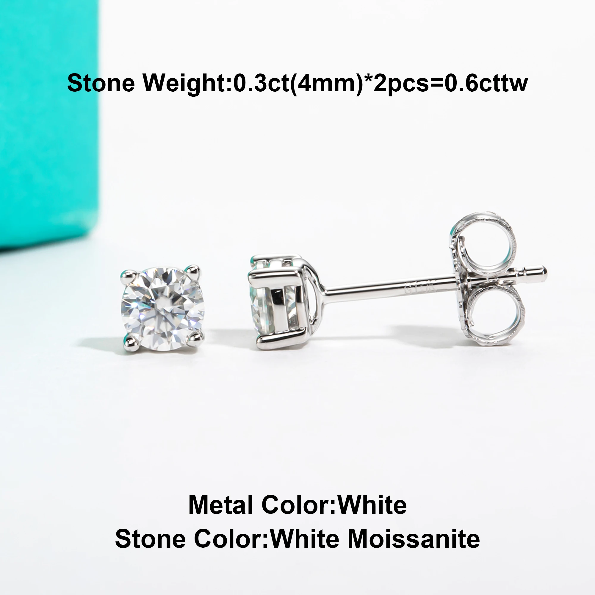 0.6‑1‑1.6‑2‑3‑4CT D‑Color VVS1 Moissanite Stud Earrings Pass Diamond Tester S925 Sterling Silver 10K Gold Post Anti‑allergy Luxury Fine Jewelry Gift For Men Women Anniversary Wholesale