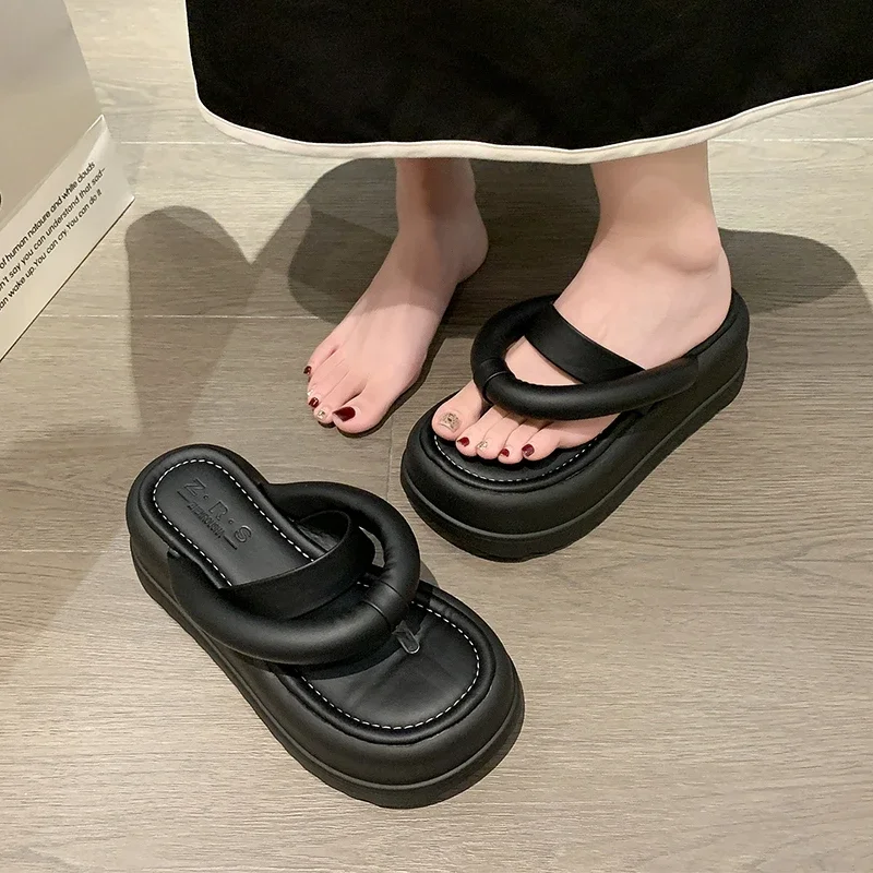 Chanclas De plataforma para Mujer, Sandalias De fondo grueso, Sandalias De moda francesa, Sandalias De playa exteriores, 2023