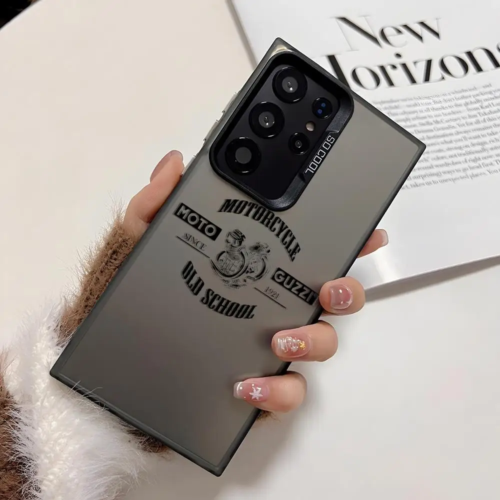 Custodia per telefono con logo Moto G-GuzziS per Samsung Galaxy S25 Edge S24 S23 S22 S21 S20 Ultra Funda Cover in silicone argento
