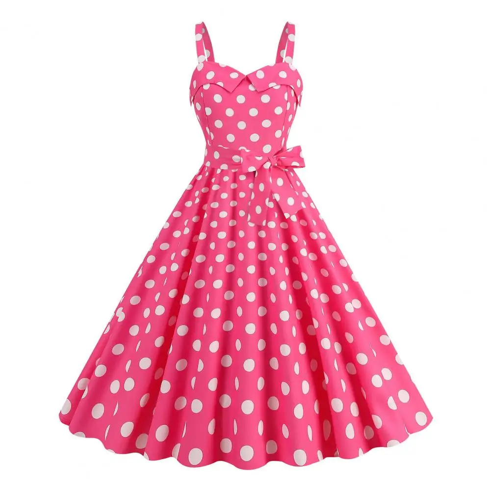 Vrouwen Vintage Roze Geruite Jurk Retro Rockabilly Band Bretels Cocktail Party 1950s 40s Swing Jurk Zomerjurken