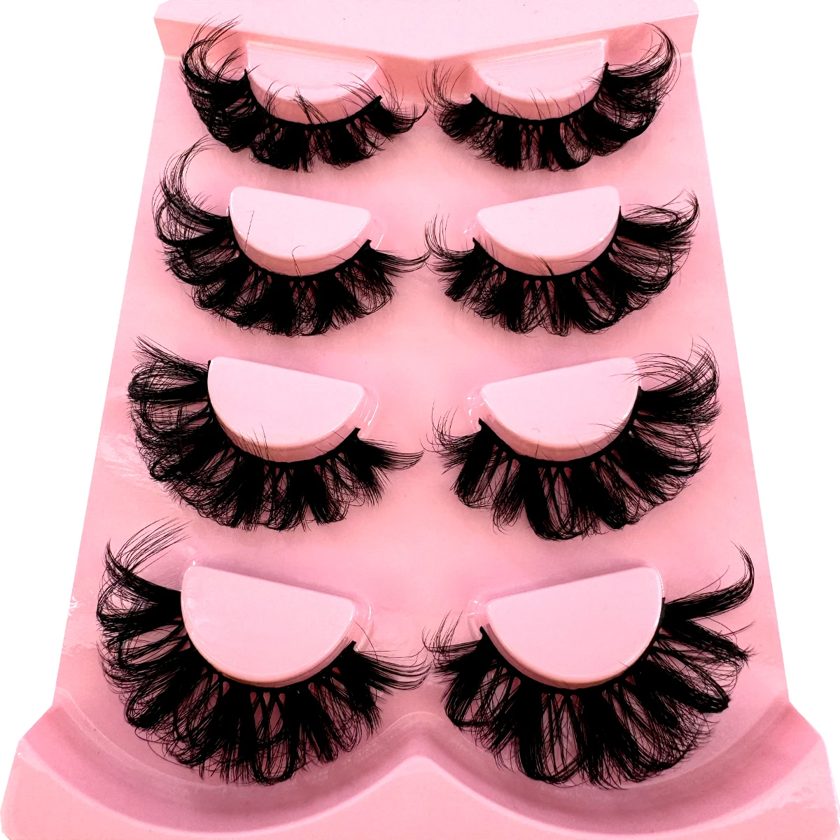4 pares de pestañas postizas de visón 3D dramáticas, maquillaje de pestañas completo al por mayor