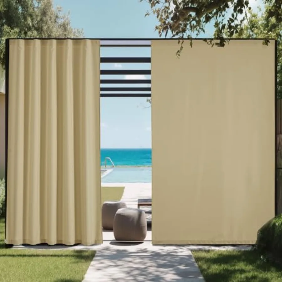 

Canvas Outdoor Curtains for Gazebo 2 Panels,,W52 x L84 per Panel - Waterproof and Windproof Sun Shades with Peel/Stick Top and