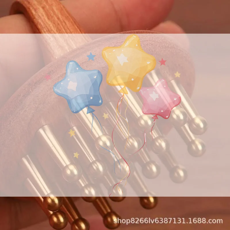 

Head Meridians Massage Comb Copper Sandalwood Meridians Fine Tooth Comb Needling Guasha Scalp Massage Brush Relax Body Massager