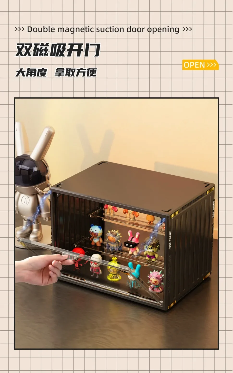 Große Desktop-Acryl-Vitrine, Sammler-Aufbewahrungsorganizer für Blind Boxes, Actionfiguren & Spielzeugkollektionen – Detail 6
