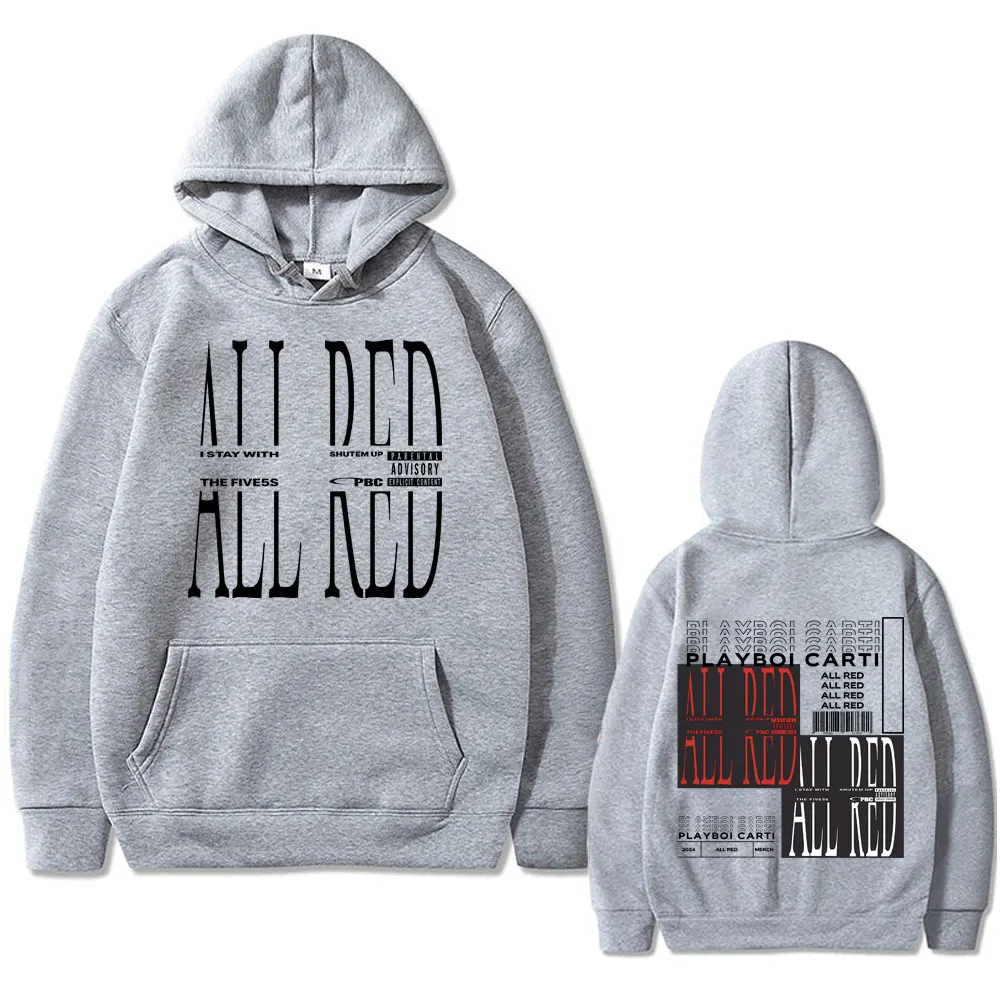Rapper playboi carti opium all red álbum gráfico hoodie masculino
