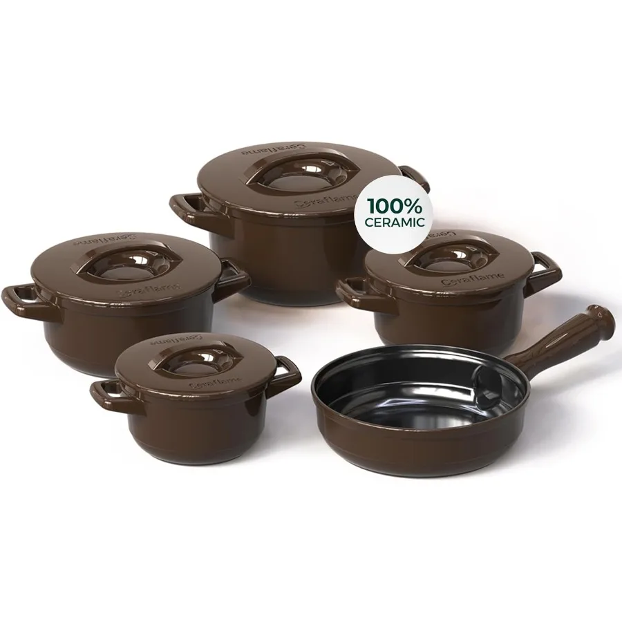 

Чистая керамика, набор здоровой нетоксичной посуды, безопасный для духовки, до 1200 футов, микроволновая печь и можно мыть в посудомоечной машине, долговечный и легкий PFA