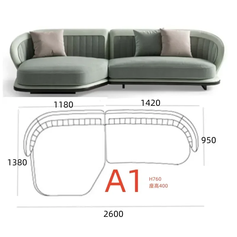 

SA-2 Modern Curved Sofa ight uxury Irregular arge Apartment Matte Velvet iving Room Reception Model Room