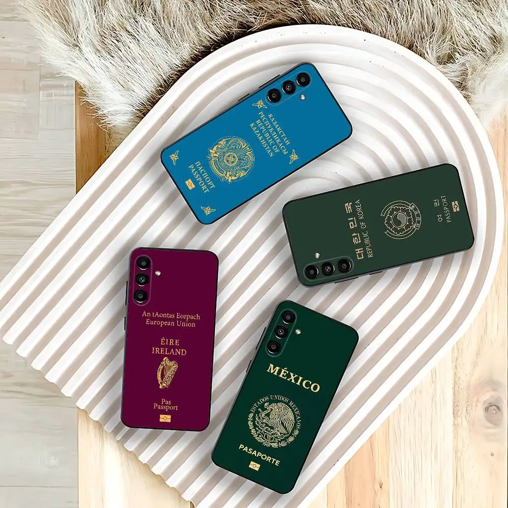 

Espana Mexico Korea Passport Phone Case For Samsung Galaxy A73,31,32,72,41,53,52,71,22,5G,Note,J7,8,9 Soft Black Cover
