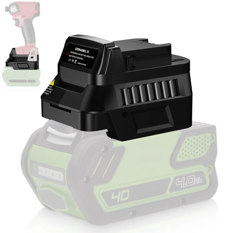 

For Greenworks 40V Batteries Compatible with For Dewalt/Milwaukee 18/20V Battery Power Tool Battery Adapter GRW40DW20 GRW40MIL18