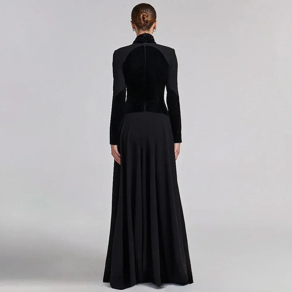 فستان ماكسي مخملي مخصص مع فساتين سهرة مطوي على شكل حرف a فستان حفلات رسمي عالي الجودة للنساء #6