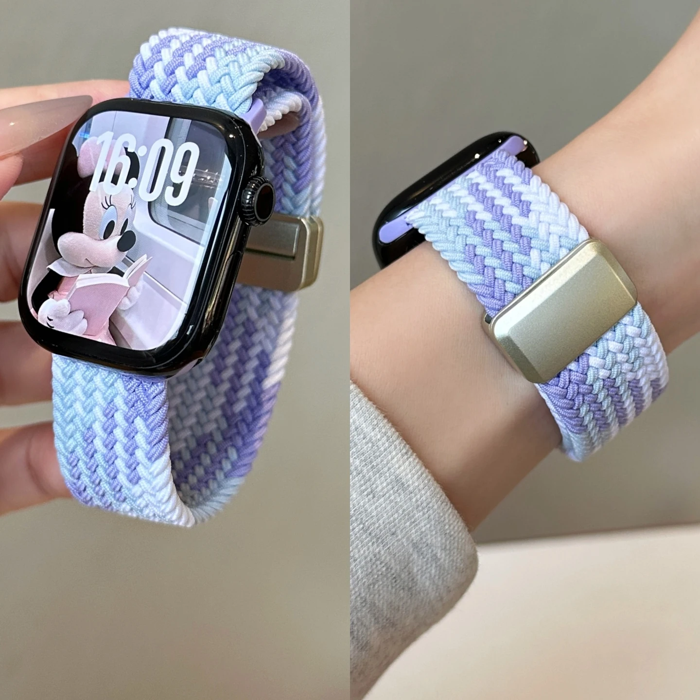 Geflochtenes Armband für Apple Watch Band 40 mm 44 mm 42/46 mm 45 mm 41 mm Magnetschnalle Armband Serie 11 10 SE 3 9 8 7 6 5 4 Ultra 49 mm