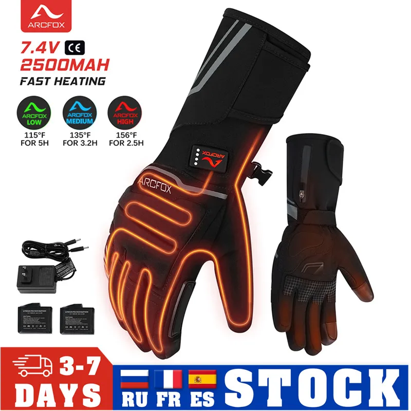 ARCFOX Heated Gloves Motorcycle Winter Warm Fast Heating Skiing Gloves Windproof Motorcross Riding Racing Guante Moto Accessory