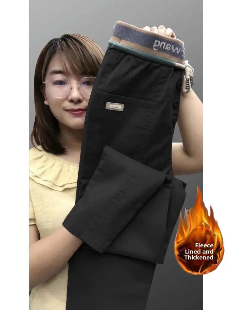 Thiened Fce Gevoerde Harlan Jeans Hoge Taille Lange Broek Pendelen Sle Koreaanse Faion Herfst Winter Seizoen Label Verwijderd