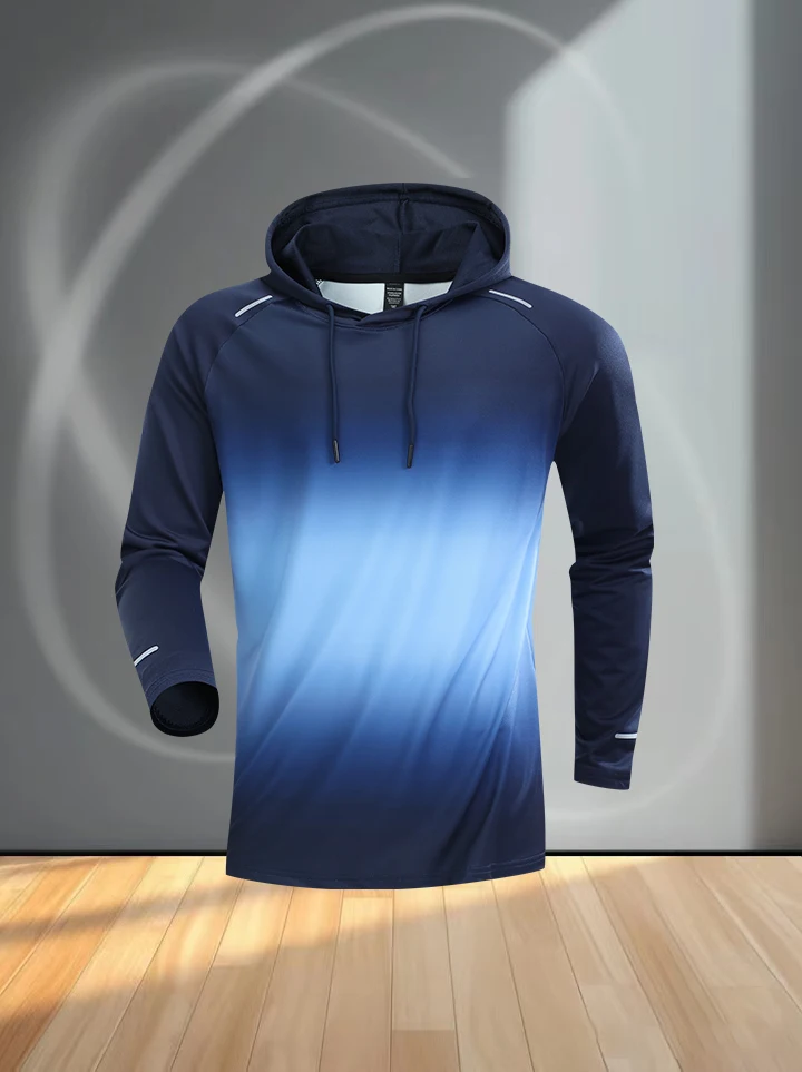 Men Casual Sports Hooded Long Sleeve Jacket Quick Dry Breathable Athletic Training Running Hoodie Coat For Spring Autumn