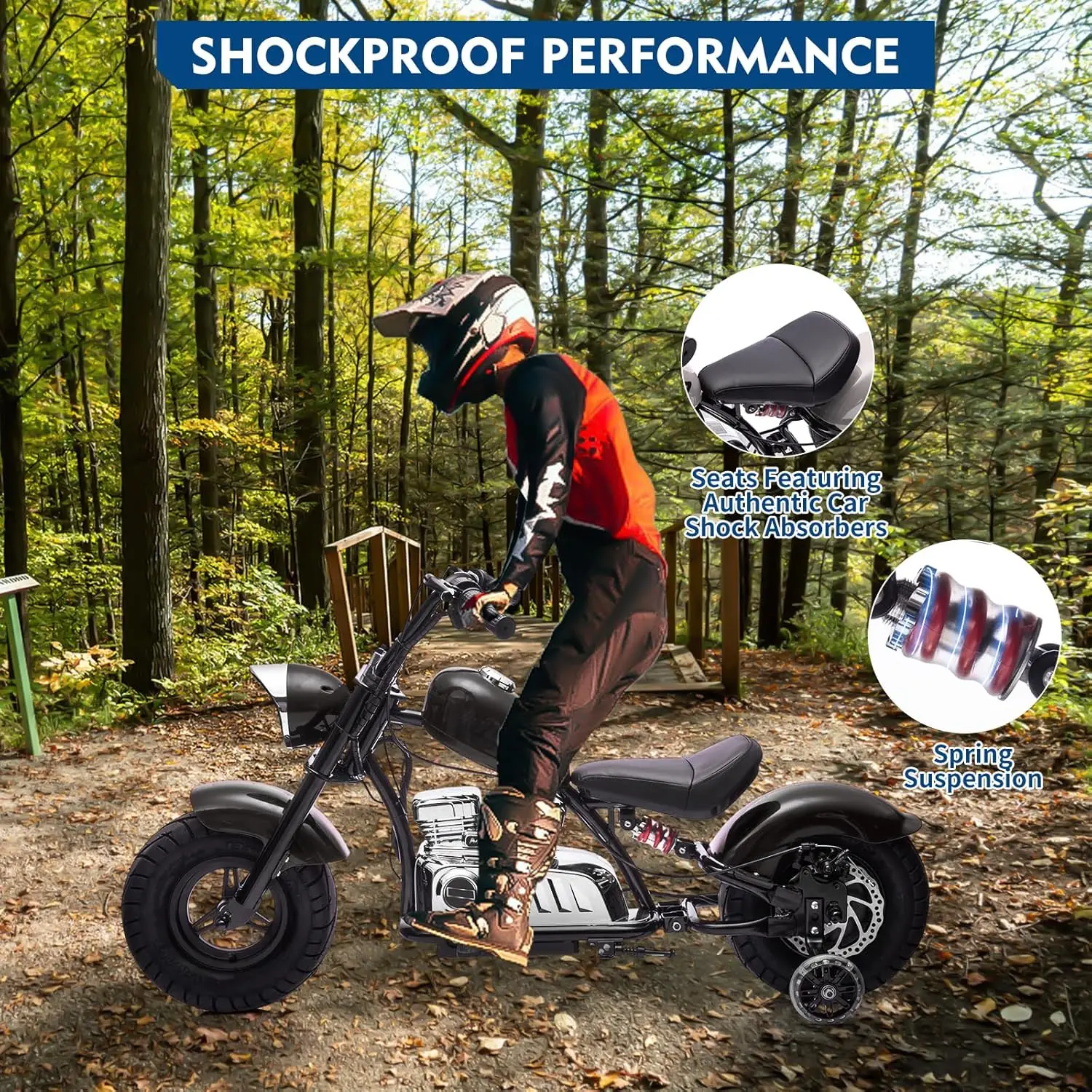 어린이 및 청소년용 36V 전기 더트 바이크 350w 고속 전기 오토바이 최대 시속 16.5마일 스프링 서스펜션 장착 놀이용 자전거 10세 이상