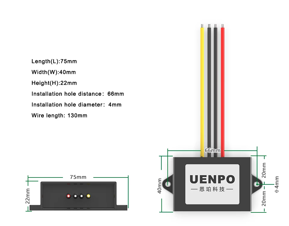 12V zu 24V 13,8V 15V 19V 28V Booster-Modul DC-Stromwandler Fahrzeug Wasserdichter Überwachungs-Audio-Transformator – Detail 4