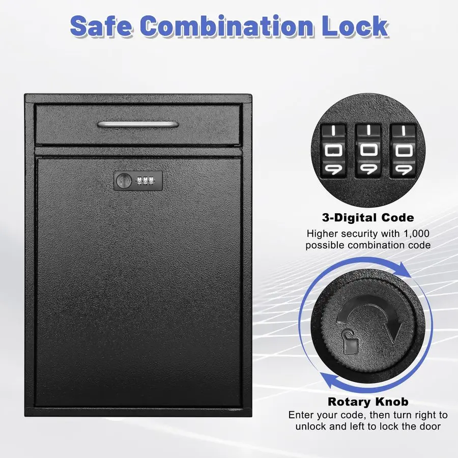 Kotak Surat Kombinasi Baja untuk Luar Ruangan, Kotak Surat Tempel Dinding dengan Kunci, Kotak Surat Pengaman dengan Kunci, Kotak Pengumpul Surat, 16.2T x 11.2L x