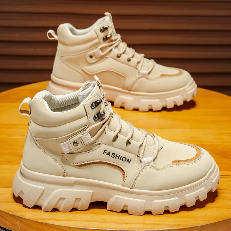 

Men's autumn breathable high-cut workwear shoes, men's trendy and versatile thick-soled anti-slip casual ankle boots