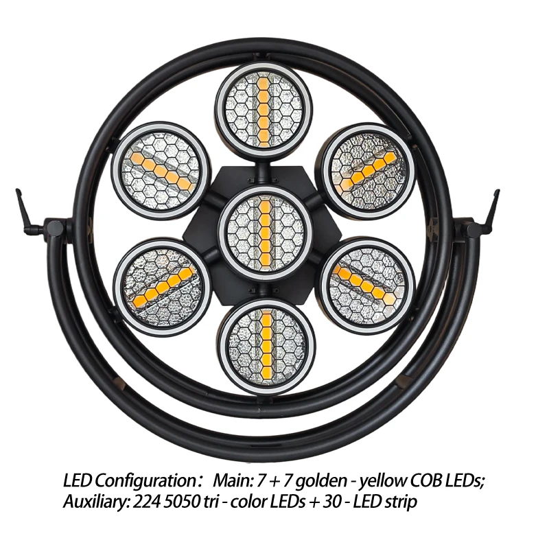7Pcs LED Retro Halo Stage Light Warm White Matrix Background Lighting For Concert Party Club Bar Event Decor Lamp