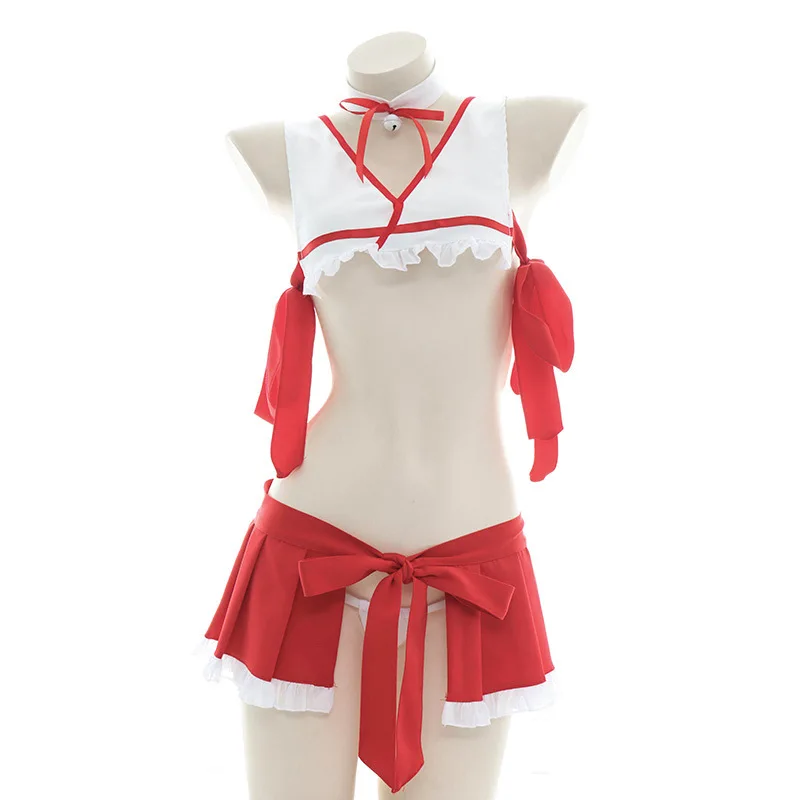 Japanische sexy Anime psychische Hexe Kimono Uniform weiß rot Kostüm Mädchen Unterwäsche Badeanzug Pool Party Halloween Cosplay Kleidung