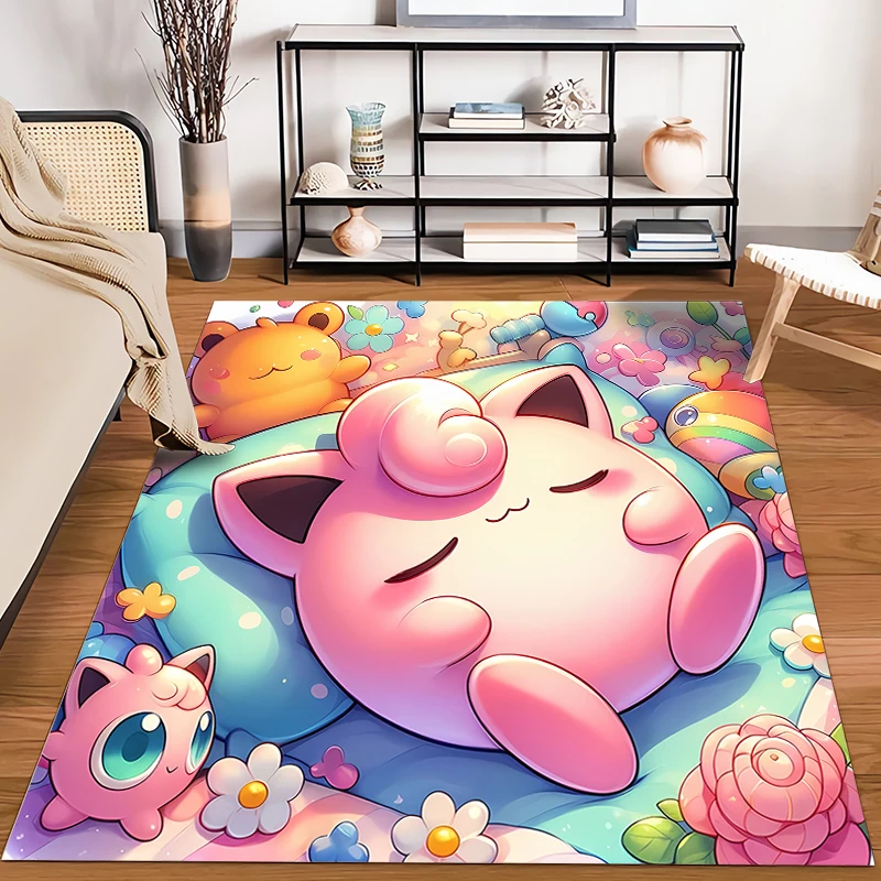 Pokemon Jigglypuff Cartoon Pattern Living Room Bedroom Carpet Bedside Floor Mat 15 Size Kid's Room Cloakroom Play Mat Area Rug