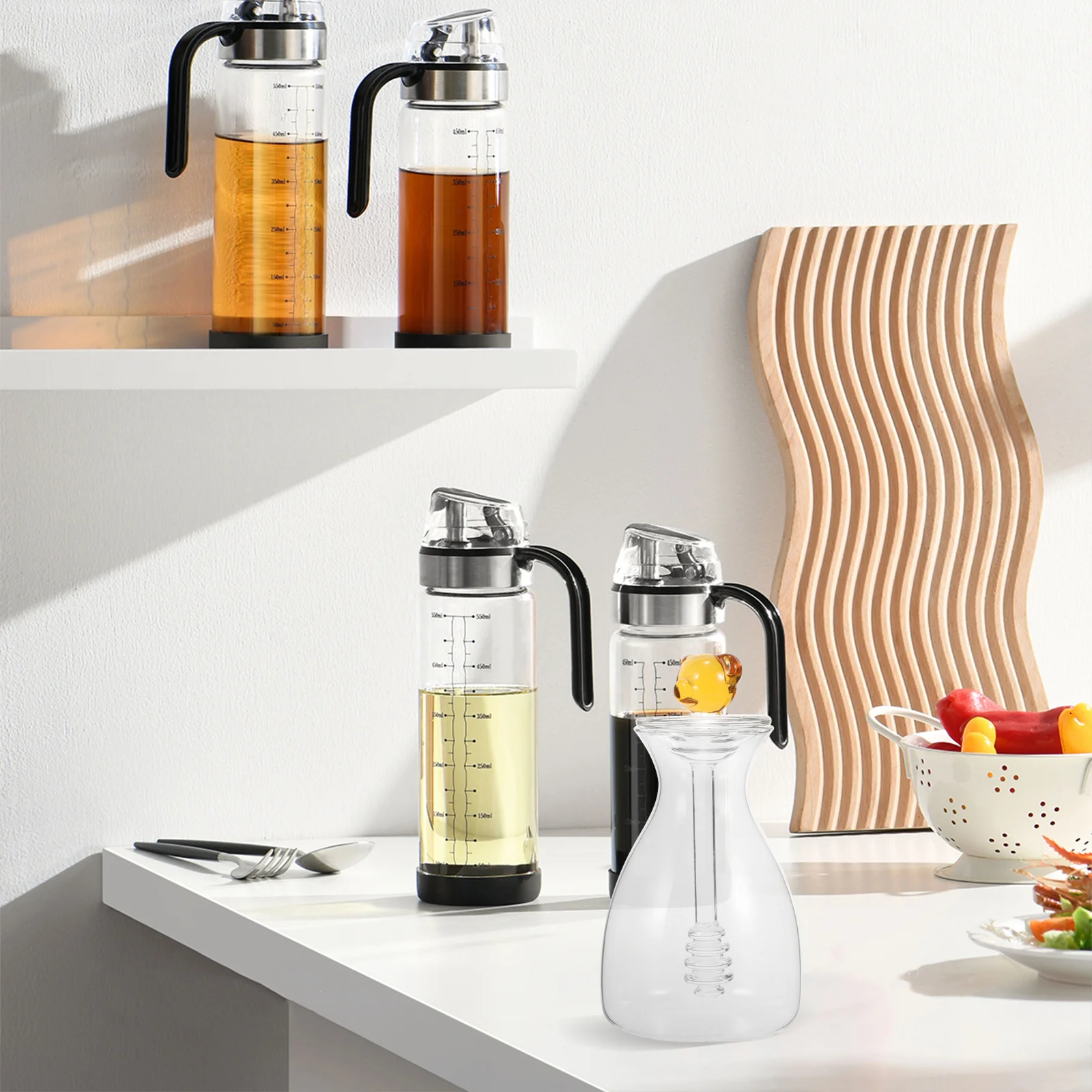 

Transparent Glass Honey Jar Large Capacity Honey Pot Creative Design for Home Kitchen Syrup Dispenser with Lid