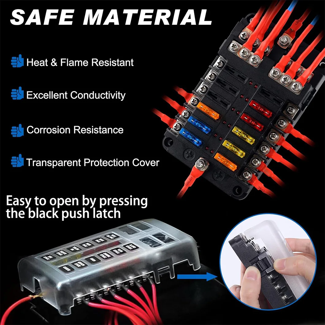 ABILKEEN 12 Way DC12V-32V Automotive Fuse Box Holder 12 Circuit Waterproof Fuse Box with LED Indicator for Automotive Truck Boat