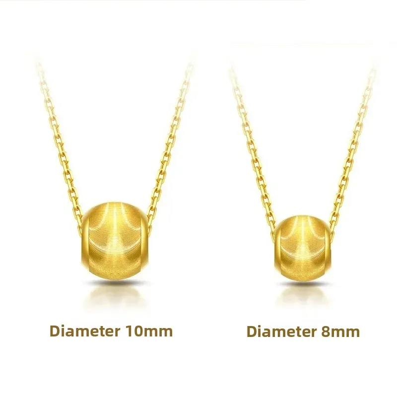 Pure 24K 999 Gold Necklace Cat's Eye Gold Bead Clavicle Necklace Female Plated 18k Lucky Gold Bead Pendant Valentine's Day Gift view 4