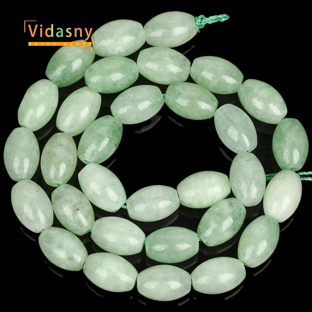 8x12mm Natursteine Chalcedon Grüner Jade Reisförmige Lose Perlen für Schmuckherstellung Passend für DIY Armbänder Halsketten Zubehör – Detail 3
