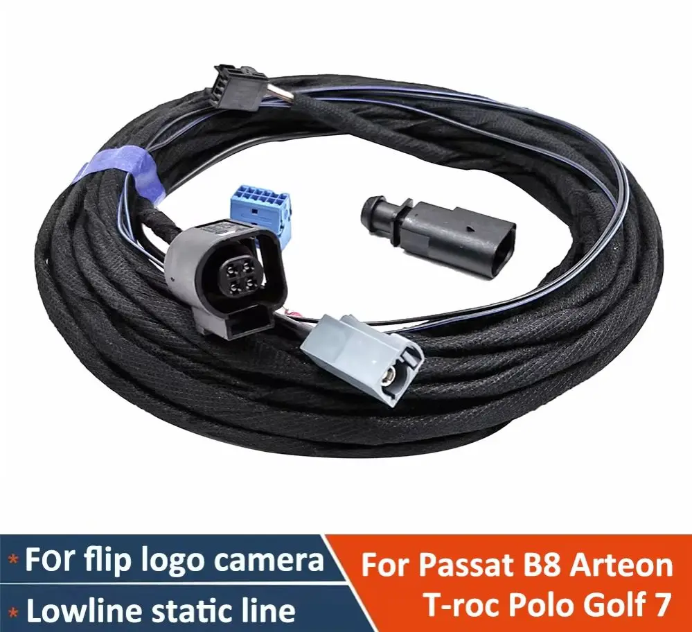 For Passat B8 Golf 7 MK7 T-roc Polo Lowline Flip Rear View Camera Cable Harness