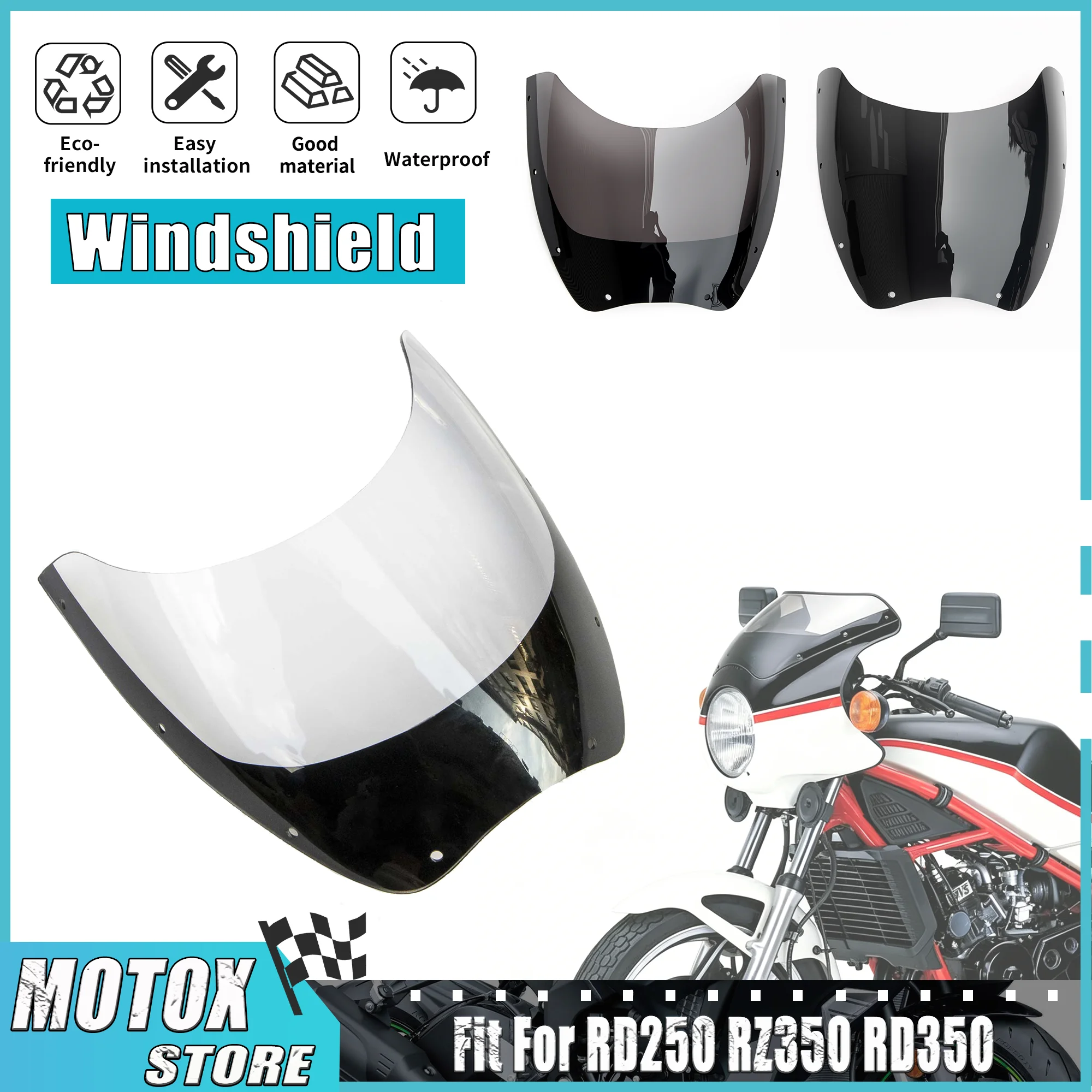 Motorcycle Windshield Fit For Yamaha 1981 - 1986 1982 1983 1984 1985 RZ250 RD250 RD350LC RZ350 Windscreen RD350 RZ RD 350 LC