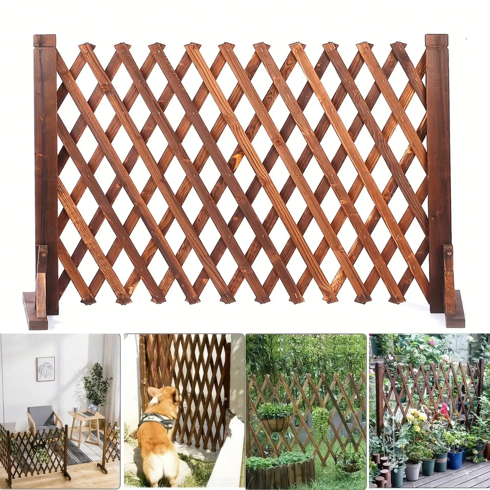 

70x200cm (27.6x78.7") Pressure-Treated Wooden Pet Gate - Extendable Indoor/Outdoor Fence