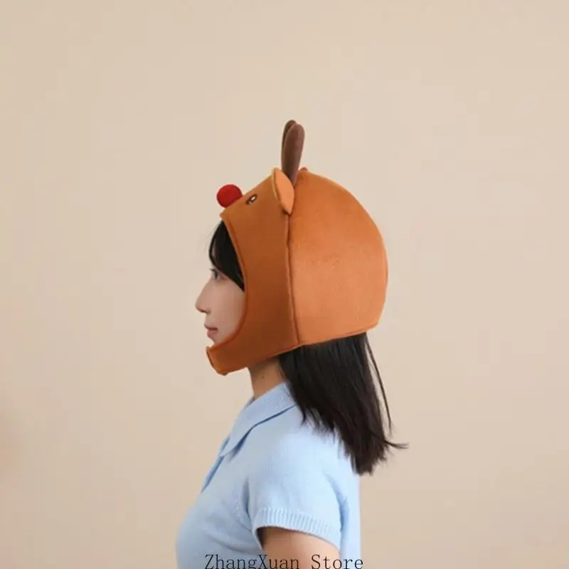 Saisonale Hirschkostüm-Hut-Charakterkappe mit gebogener Hornform, einzelnes Weihnachtsfeierzubehör für Familienfotos, Bühne 3XUF – Detail 4