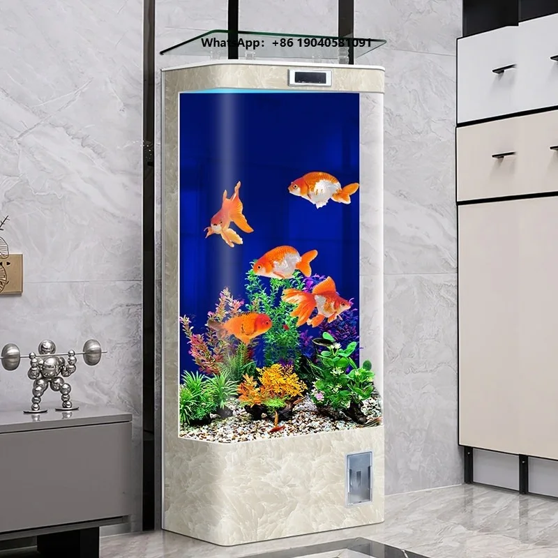 2026 New Smart Hot Bending Integrated Machine Forming Glass Fish Tank Living Room Vertical Large Aquarium