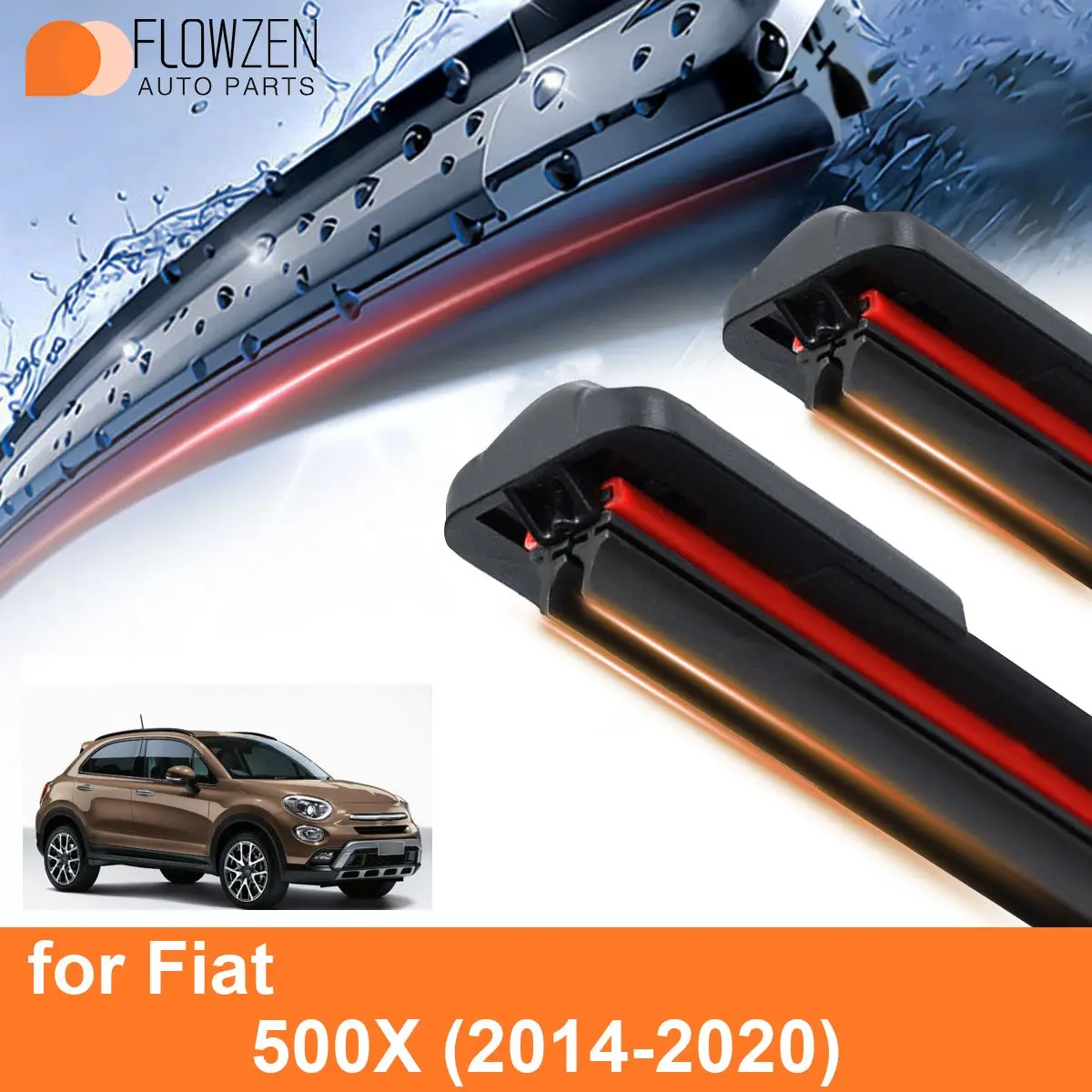 Car Windshield Wiper Blades for Fiat 500X Double Rubber Frameless Bracketless WipersSoft Accessories 2016 2017 2018 2019 2020