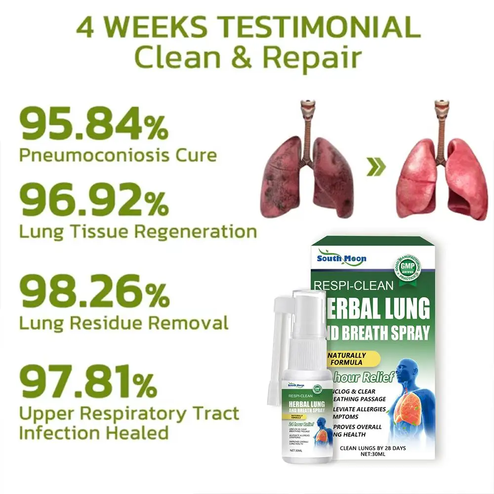 2x30 мл травяной спрей для очищения легких детоксикация дыхание облегчение трудностей дыхания Лечение кашля от зуда воспаление горла