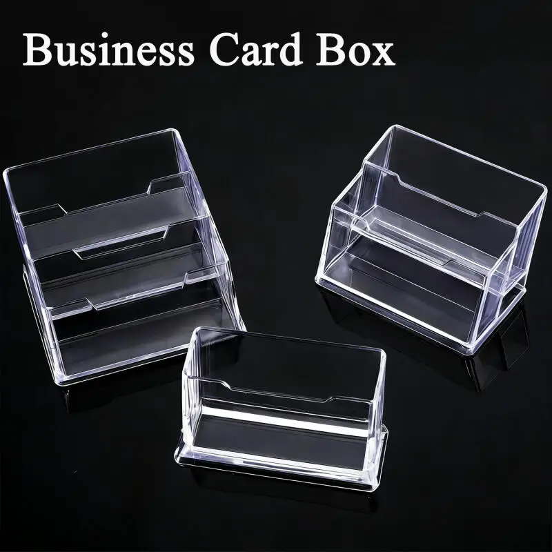 

1pcs Clear Desk Shelf Box Storage Display Stand Acrylic Plastic Transparents Desktop Bussiness Card Holder Place Card Holder