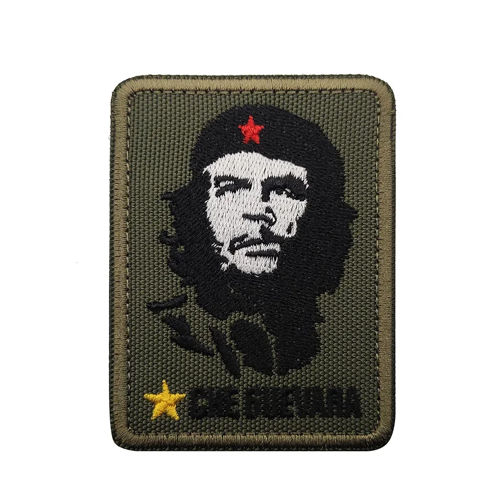 Che Guevara Head Embroidery Patch on Clothes Outdoor Military Tactical Backpack Accessories Hook Loop Identification Badge