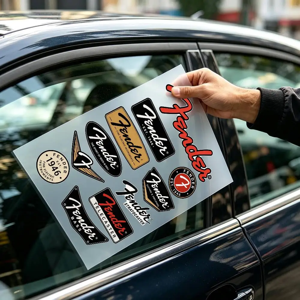 Vintage Rock And Roll Sticker Retro Cursive Script Curved Badge Decals for Guitar Case Laptop