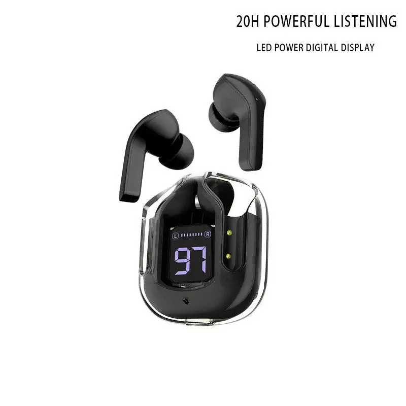 

Transparent ENC Wireless Bluetooth Earbud Noise Canceling Stereo Headphone with Digital Display Charging Case Waterproof Gaming