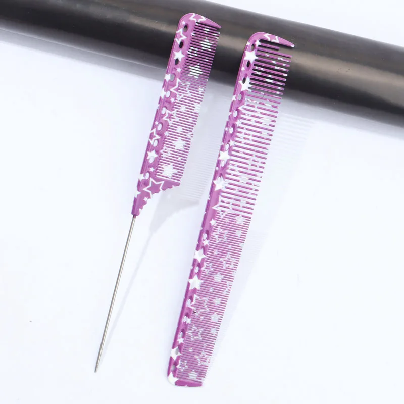 2-piece Fine-tooth Rat-tail Comb, Star Pattern, Durable & Portable