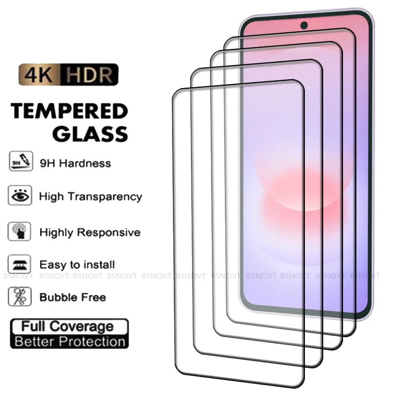 1/2/3/4PCS For Samsung A37 Glass Samsung A37 Tempered Glass Full Cover Glue Protective 9H HD Screen Protector Samsung Galaxy A37