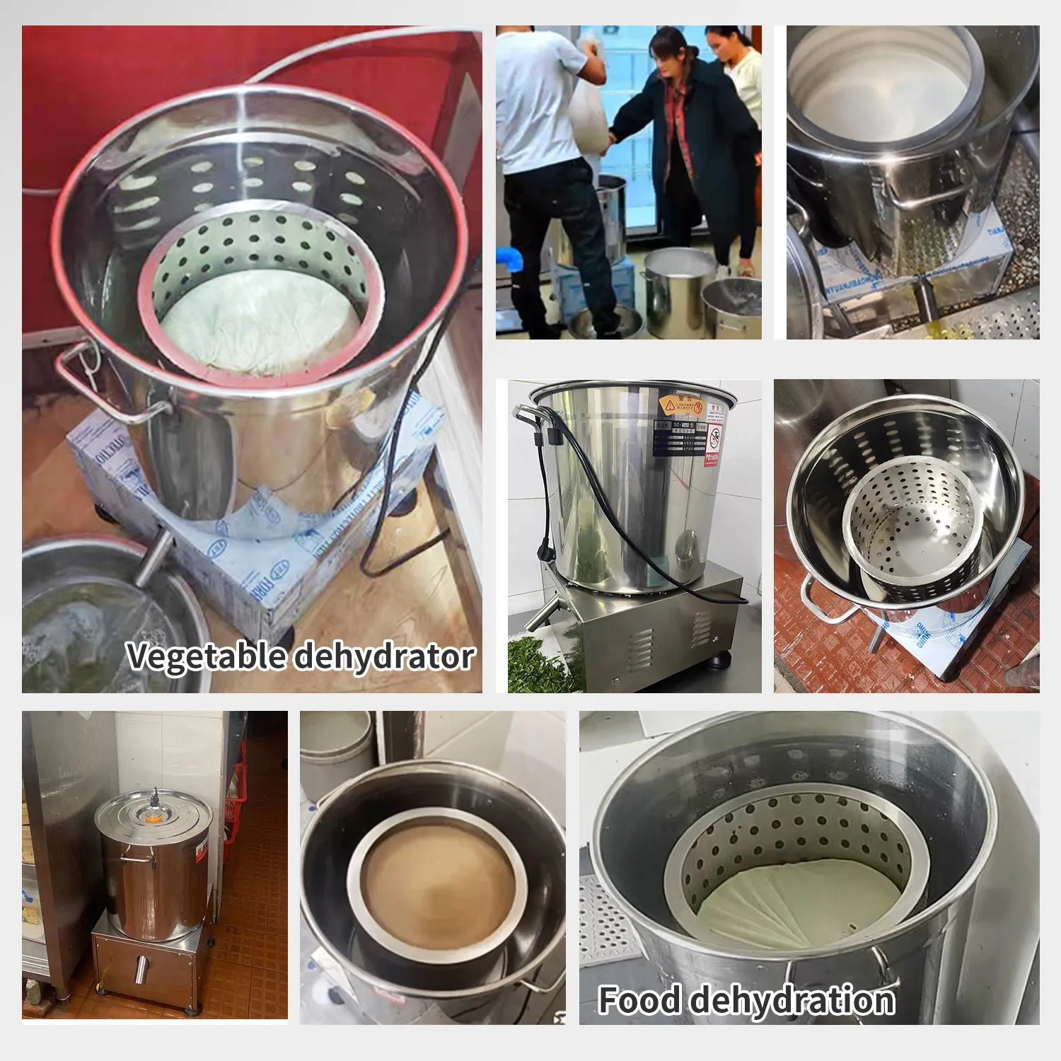 Stainless Steel 2kg Centrifugal Cabbage Spin 60s Dryer Green Vegetables Dewatering Machine Food Dehydrator Separators