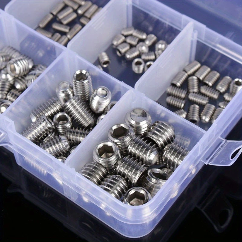200 Pz/set Viti Per Legno In Acciaio Inox Testa A Brugola Esagono Set Vite Grub Assortimento Tazza Punto Vite Assortimento Kit