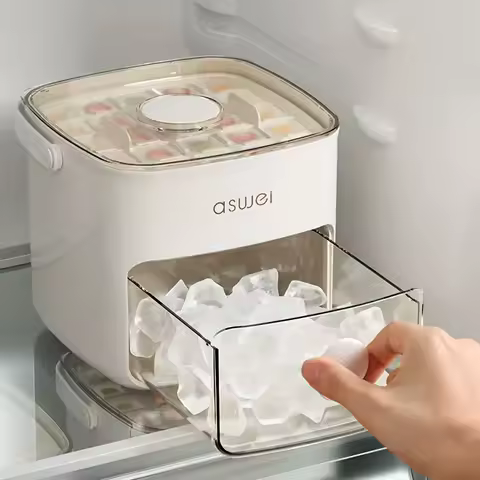 48-Cube Ice Maker with Easy-Press Lid - Double Layer, DIY Frozen Treats &amp; Beverage Essential,kitchen accessories,gadgets
