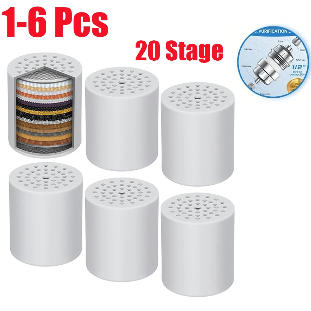Filtro de ducha de cartucho de repuesto de filtro de ducha de 20 etapas para agua dura, universalmente compatible con cualquier ducha de diseño similar