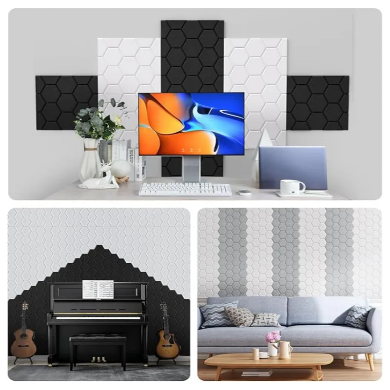 Self Adhesive Sound Proof Wall Panels Geometry Felt Wall Stickers Honeycomb Acoustic Panel Bedroom Studio Background Decoration