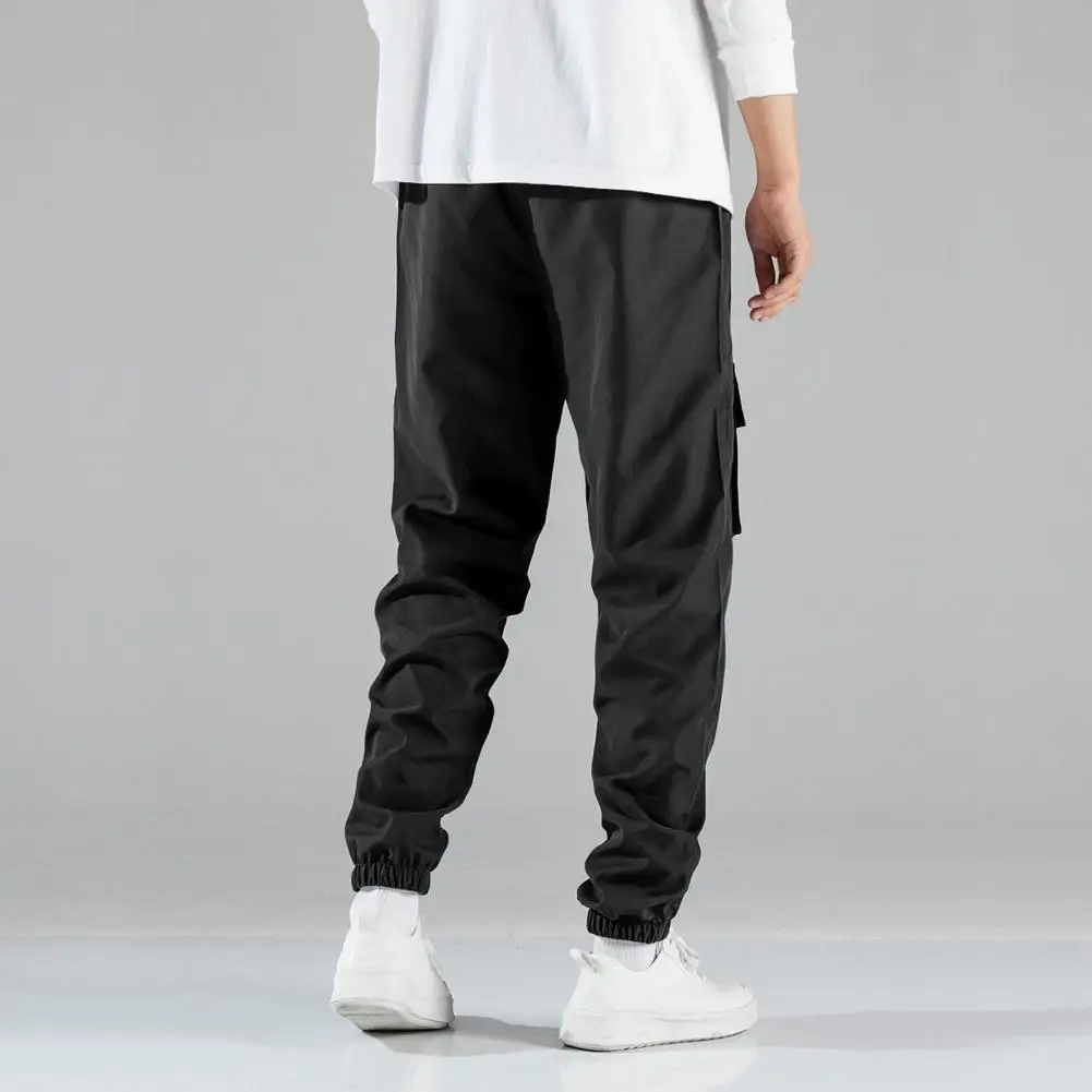 

Adjustable Waist Pants Casual Pants Men's Drawstring Cargo Pants with Elastic Waist Multiple Pockets Ankle-banded for Daily