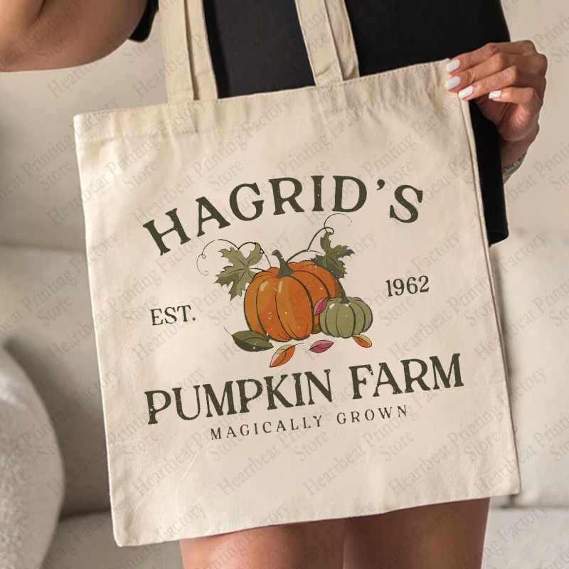 Hagrid Pumpkin Patch Pattern Tote Bag borse a tracolla in tela per Halloween divertente per il suo pendolarismo borse per la spesa riutilizzabili da