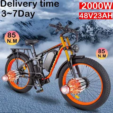 Keteles K800 Pro Dual Motor Ebike 26in Fat Tire Hydraulic Brake Soft Tail Frame Big Front Fork 2000W 48V 23Ah  Double Suspension